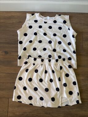 Women’s Polka Dot Tank and Skirt Pajama Set - White with Black Dots